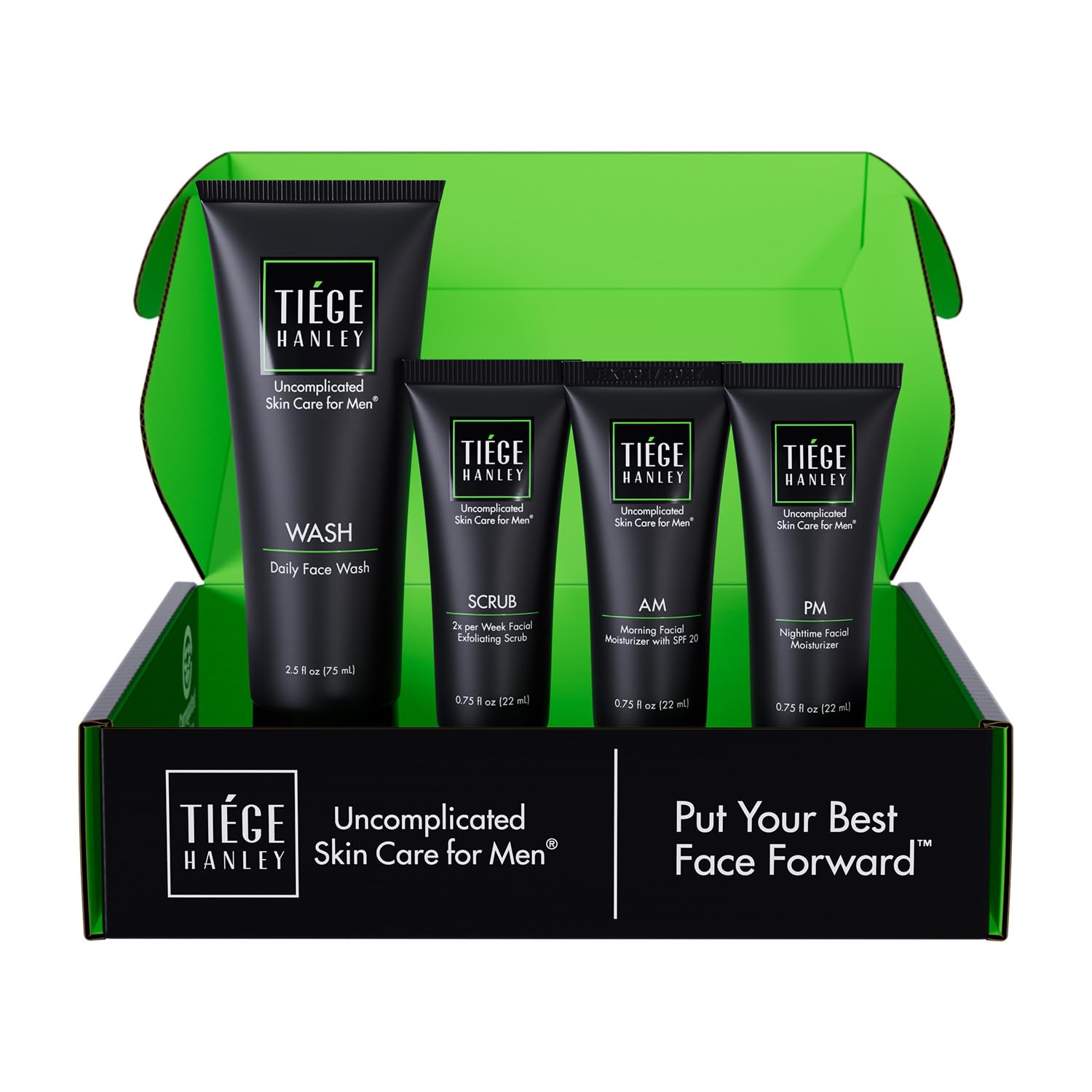 Tiege Hanley Men's Skin Care Set for Men with Sensitive Skin - Daily Kit for Healthier, Hydrated Skin | Face Wash, Scrub