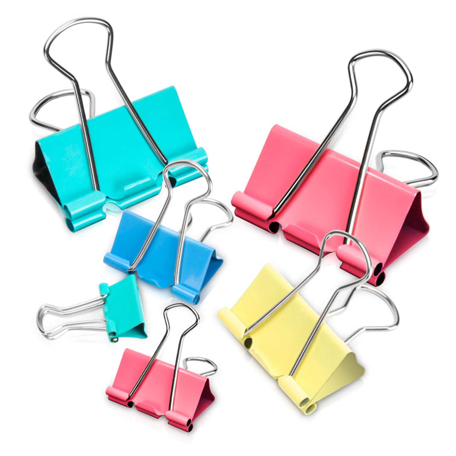  Assorted Sizes 100 Count X Large, Large, Medium, Small, Mini Binder Clips - Combination Suitable for Office Home and Sc