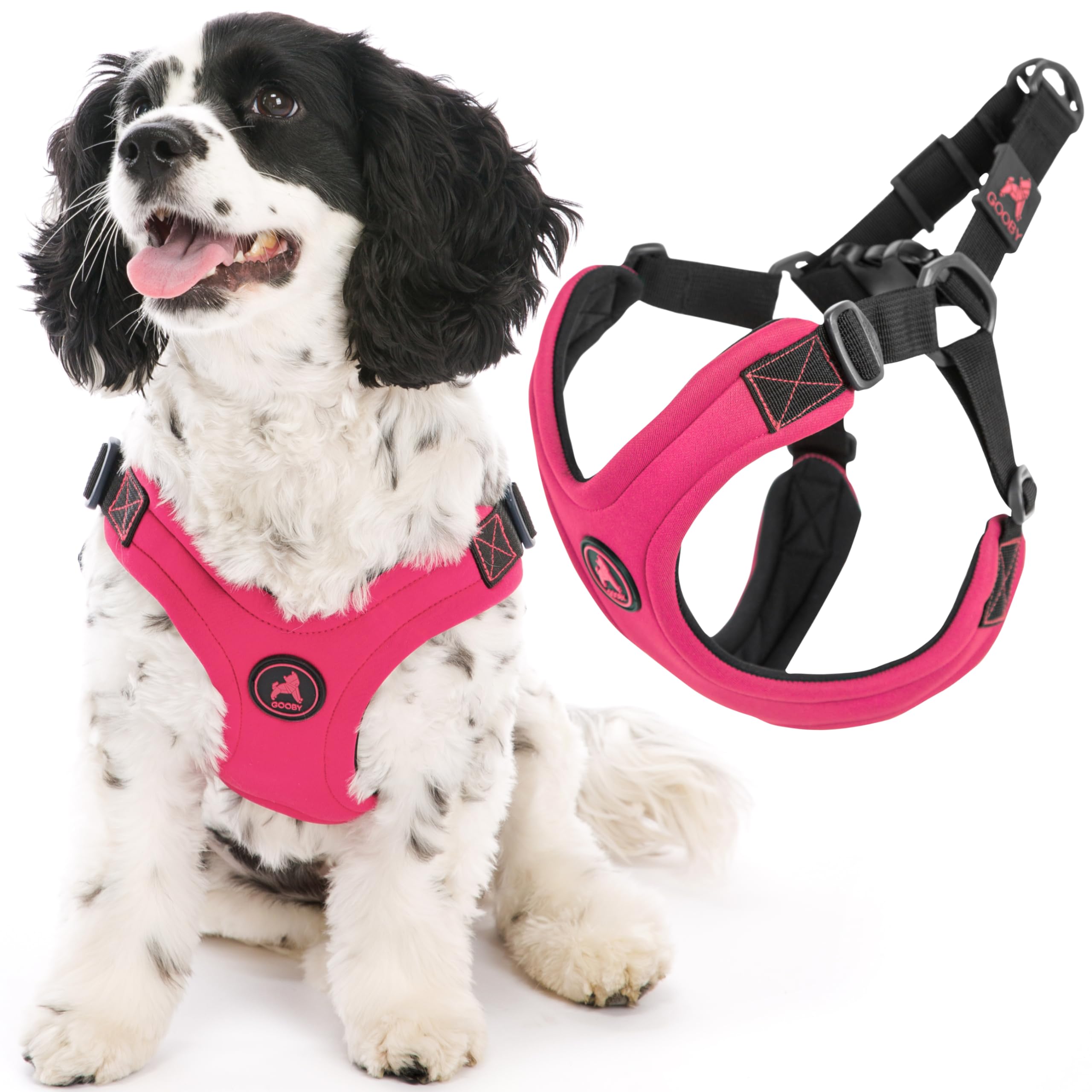 Gooby Escape Free Sport Harness - Pink, Small - No Choke Step-in Patented Neoprene Dog Harness with Four-Point Adjustmen